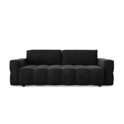 Canapé 4 Places Convertible Coffre Noyer Velours Noir