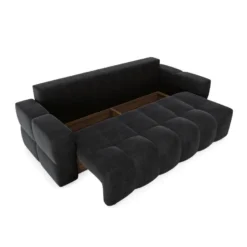 Canapé 4 Places Convertible Coffre Noyer Velours Noir -Promos Chesteris Boutique canape 21219683