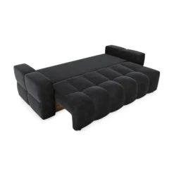 Canapé 4 Places Convertible Coffre Noyer Velours Noir -Promos Chesteris Boutique canape 21219685