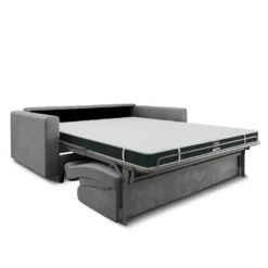Canapé Convertible Matelas Velours Gris Béton 160cm -Promos Chesteris Boutique canape 21219885