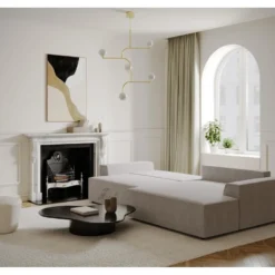 Canapé Angle Droit Convertible Coffre Velours Taupe 300x174cm -Promos Chesteris Boutique canape 21220191