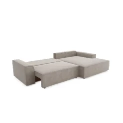Canapé Angle Droit Convertible Coffre Velours Taupe 300x174cm -Promos Chesteris Boutique canape 21220195