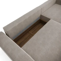 Canapé Angle Droit Convertible Coffre Velours Taupe 300x174cm -Promos Chesteris Boutique canape 21220197