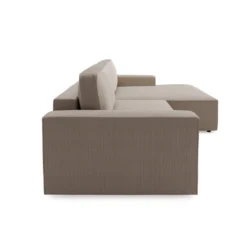 Canapé Angle Droit Convertible Coffre Velours Côtelé Taupe 300x174cm -Promos Chesteris Boutique canape 21220207