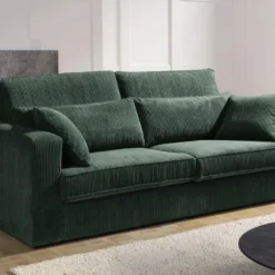 Canapé 3 Places En Velours Côtelé Vert MONDOVI -Promos Chesteris Boutique canape 21343675