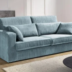 Canapé 3 Places En Velours Côtelé Bleu Turquoise MONDOVI -Promos Chesteris Boutique canape 21344015