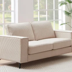 Canapé 2 Places En Velours Côtelé Beige OLMEDA -Promos Chesteris Boutique canape 21356157