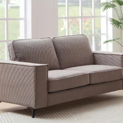 Canapé 2 Places En Velours Côtelé Gris OLMEDA 14 Canapé 2 Places En Velours Côtelé Gris OLMEDA -Promos Chesteris Boutique canape 21356475