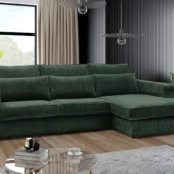 Canapé D'angle Droit En Velours Côtelé Vert MONDOVI -Promos Chesteris Boutique canape 21381845