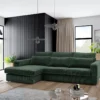Canapé D'angle Gauche En Velours Côtelé Vert MONDOVI