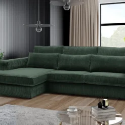 Canapé D'angle Gauche En Velours Côtelé Vert MONDOVI -Promos Chesteris Boutique canape 21381999