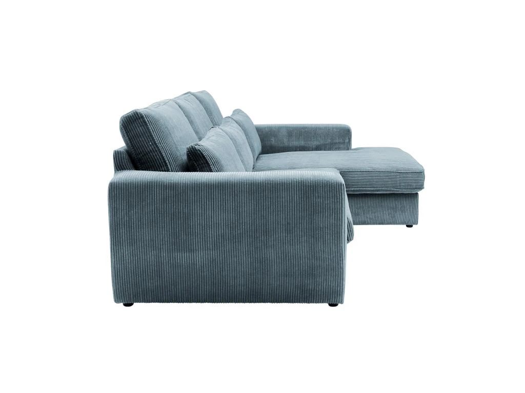 Canapé D'angle Droit En Velours Côtelé Bleu Turquoise MONDOVI 4 Canapé D'angle Droit En Velours Côtelé Bleu Turquoise MONDOVI – Image 4