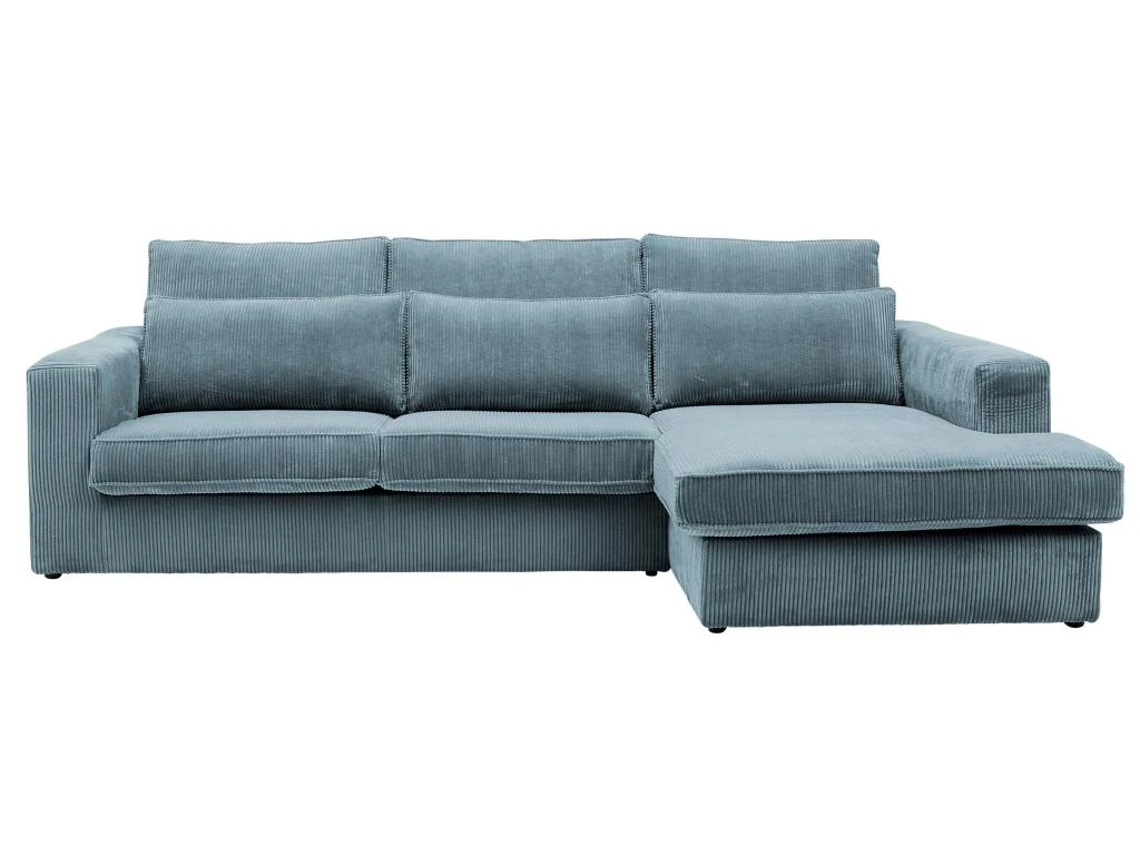 Canapé D'angle Droit En Velours Côtelé Bleu Turquoise MONDOVI 3 Canapé D'angle Droit En Velours Côtelé Bleu Turquoise MONDOVI – Image 3