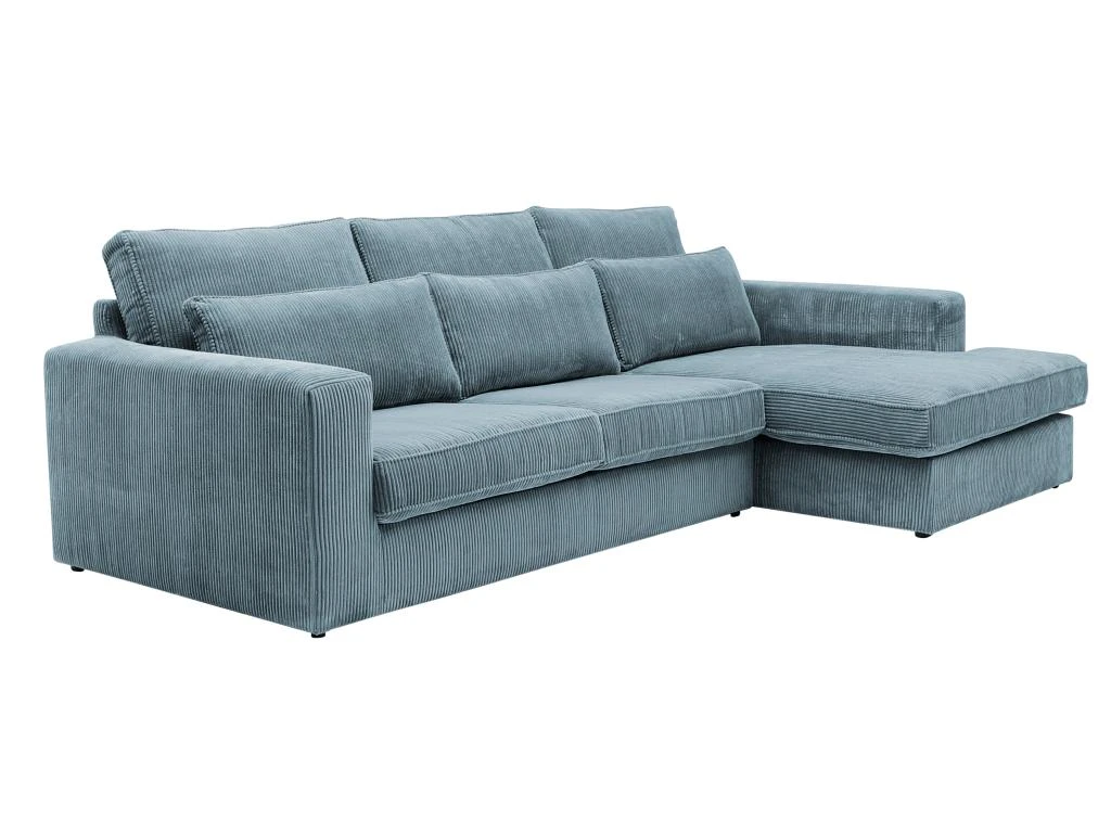 Canapé D'angle Droit En Velours Côtelé Bleu Turquoise MONDOVI 2 Canapé D'angle Droit En Velours Côtelé Bleu Turquoise MONDOVI – Image 2