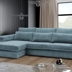 Canapé D'angle Gauche En Velours Côtelé Bleu Turquoise MONDOVI -Promos Chesteris Boutique canape 21382785