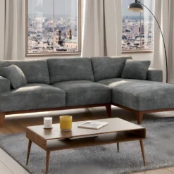 Canapé D'angle Droit En Tissu Gris JOSEFA -Promos Chesteris Boutique canape 21387227