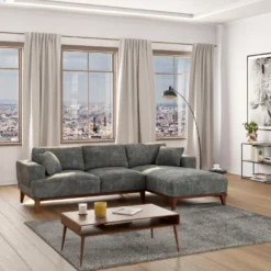 Canapé D'angle Droit En Tissu Gris JOSEFA