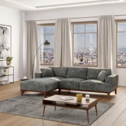 Canapé D'angle Gauche En Tissu Gris JOSEFA