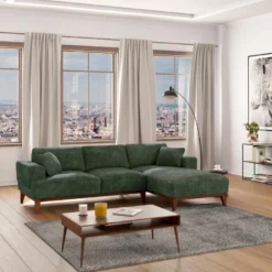 Canapé D'angle Droit En Tissu Vert Sapin JOSEFA