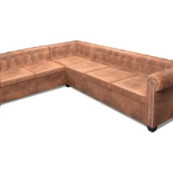 Canapé D'angle Chesterfield 6 Places Cuir Artificiel Marron 10 Canapé D'angle Chesterfield 6 Places Cuir Artificiel Marron -Promos Chesteris Boutique canape 21990421