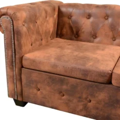 Canapé D'angle Chesterfield 6 Places Cuir Artificiel Marron 11 Canapé D'angle Chesterfield 6 Places Cuir Artificiel Marron -Promos Chesteris Boutique canape 21990423