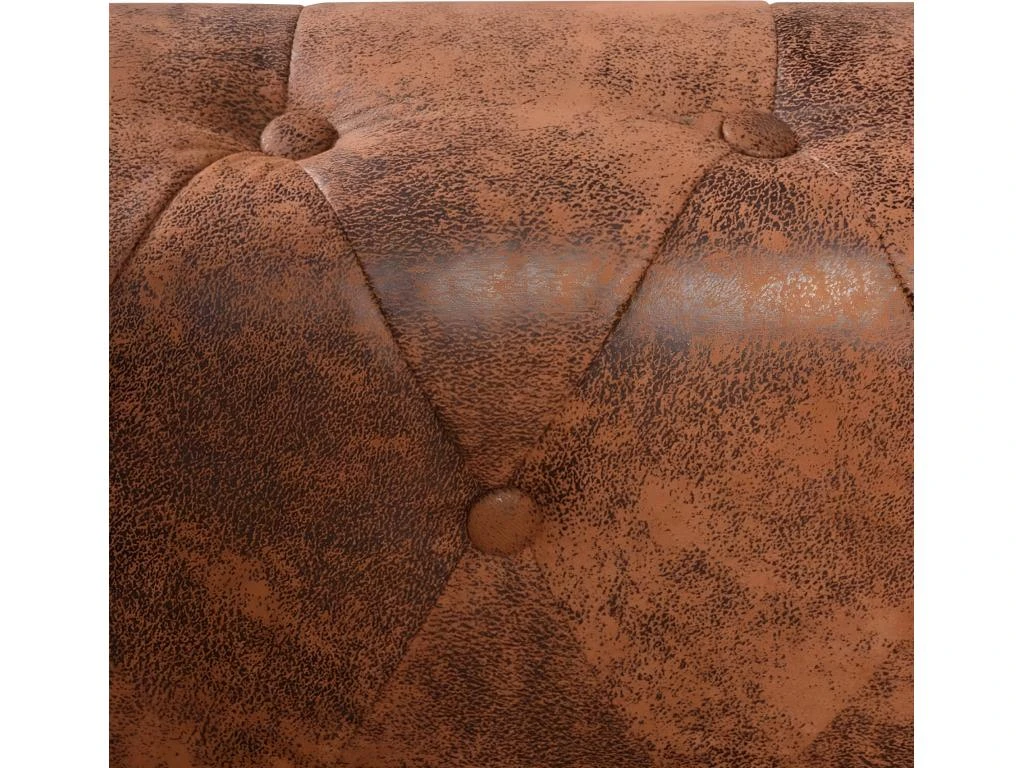 Canapé D'angle Chesterfield 6 Places Cuir Artificiel Marron 6 Canapé D'angle Chesterfield 6 Places Cuir Artificiel Marron – Image 6