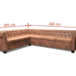 Canapé D'angle Chesterfield 6 Places Cuir Artificiel Marron 13 Canapé D'angle Chesterfield 6 Places Cuir Artificiel Marron -Promos Chesteris Boutique canape 21990427
