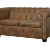 Canapé Chesterfield 2 Places Cuir Artificiel Marron