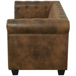 Canapé Chesterfield 2 Places Cuir Artificiel Marron -Promos Chesteris Boutique canape 21990447