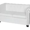 Canapé Chesterfield à 2 Places Cuir Synthétique Blanc
