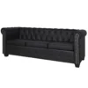 Canapé Chesterfield à 3 Places Cuir Synthétique Noir