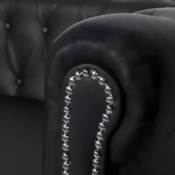 Canapé Chesterfield à 3 Places Cuir Synthétique Noir -Promos Chesteris Boutique canape 21990533