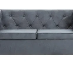 Canapé Chesterfield à 2 Places Revêtement En Tissu Gris -Promos Chesteris Boutique canape 21990557