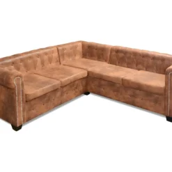 Canapé D'angle Chesterfield 5 Plcs Cuir Artificiel Marron -Promos Chesteris Boutique canape 21990681