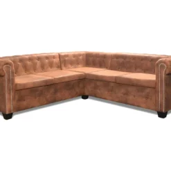 Canapé D'angle Chesterfield 5 Plcs Cuir Artificiel Marron -Promos Chesteris Boutique canape 21990683