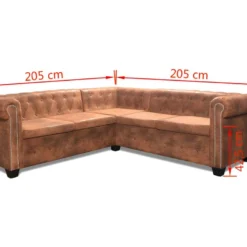 Canapé D'angle Chesterfield 5 Plcs Cuir Artificiel Marron -Promos Chesteris Boutique canape 21990689