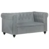 Canapé Chesterfield à 2 Places Gris Cuir Véritable