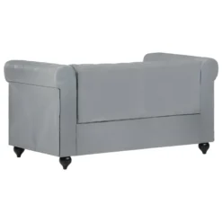 Canapé Chesterfield à 2 Places Gris Cuir Véritable 12 Canapé Chesterfield à 2 Places Gris Cuir Véritable -Promos Chesteris Boutique canape 21990747