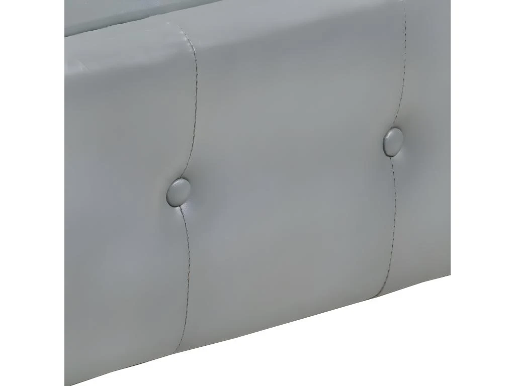 Canapé Chesterfield à 2 Places Gris Cuir Véritable 5 Canapé Chesterfield à 2 Places Gris Cuir Véritable – Image 5