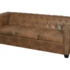 Canapé Chesterfield 3 Places Cuir Artificiel Marron