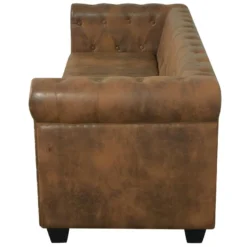 Canapé Chesterfield 3 Places Cuir Artificiel Marron -Promos Chesteris Boutique canape 21990877