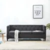 Canapé Chesterfield à 3 Places Revêtement En Tissu Gris Foncé