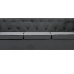 Canapé Chesterfield à 3 Places Revêtement En Tissu Gris Foncé -Promos Chesteris Boutique canape 21990889