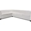 Canapé D'angle Chesterfield 6 Places Cuir Artificiel Blanc