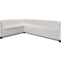 Canapé D'angle Chesterfield 6 Places Cuir Artificiel Blanc 9 Canapé D'angle Chesterfield 6 Places Cuir Artificiel Blanc -Promos Chesteris Boutique canape 21990927