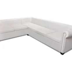 Canapé D'angle Chesterfield 6 Places Cuir Artificiel Blanc 10 Canapé D'angle Chesterfield 6 Places Cuir Artificiel Blanc -Promos Chesteris Boutique canape 21990929