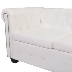 Canapé D'angle Chesterfield 6 Places Cuir Artificiel Blanc 12 Canapé D'angle Chesterfield 6 Places Cuir Artificiel Blanc -Promos Chesteris Boutique canape 21990933