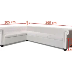 Canapé D'angle Chesterfield 6 Places Cuir Artificiel Blanc 13 Canapé D'angle Chesterfield 6 Places Cuir Artificiel Blanc -Promos Chesteris Boutique canape 21990935