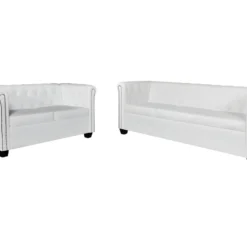 Canapé Chesterfield à 2 Places Et à 3 Places Blanc