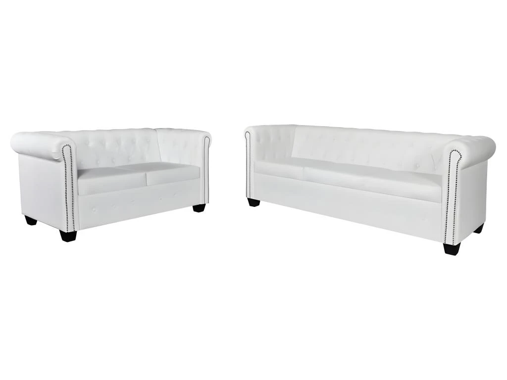 Canapé Chesterfield à 2 Places Et à 3 Places Blanc 1 Canapé Chesterfield à 2 Places Et à 3 Places Blanc
